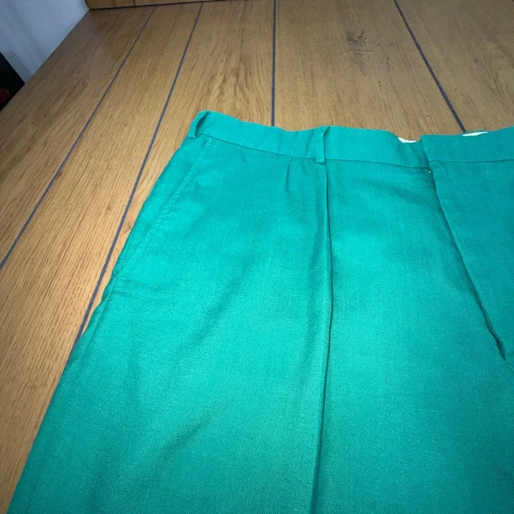 Vintage Islander Linen Bermuda Shorts Green Pleated Mens 44 English Sports Shop